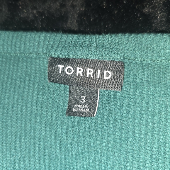 Torrid Women’s Teal Ribbed Long Sleeve Button Front Top Polyester Rayon Size 3 - Picture 7 of 10